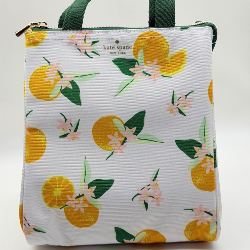 NWT Kate Spade New York Citrus Handbag 
Insulated Lunch Bag White Orange